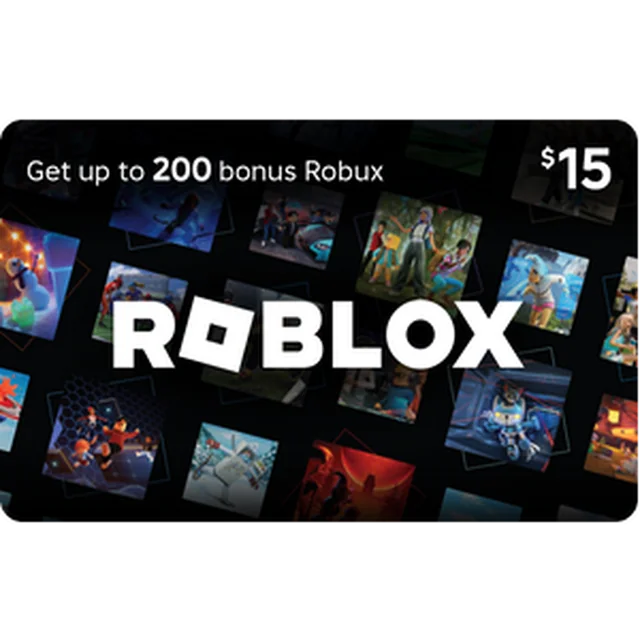 Roblox digital card artwork with a printed $15 denomination