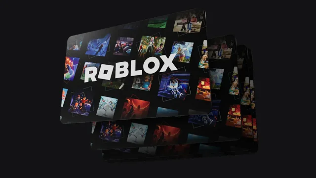 Five Roblox gift cards arranged at different angles