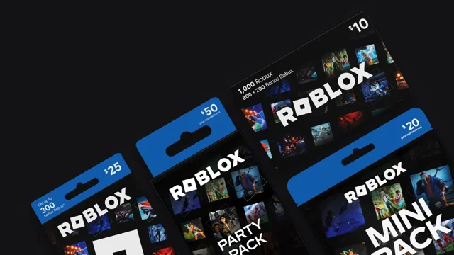 Roblox gift card, Party Pack, and Mini Pack collection