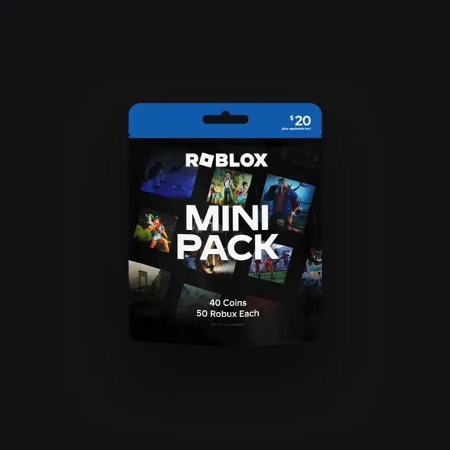 Roblox Mini Pack packaging and small Robux tokens