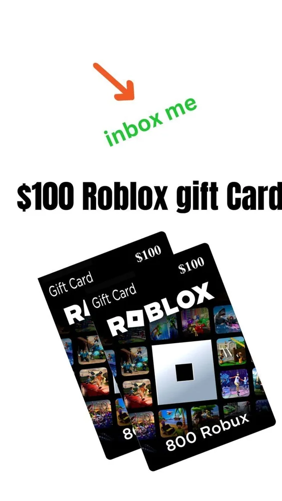 Third-party gift card post with $100 and 800 Robux labels that should not be treated as a verified conversion rate