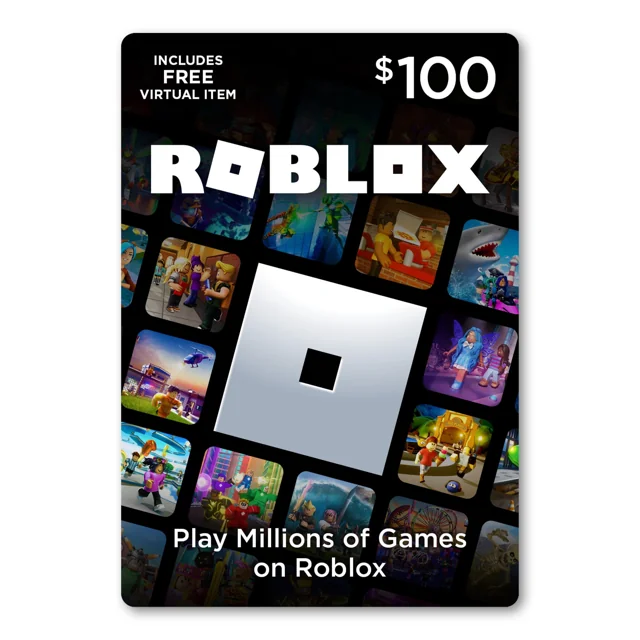 Roblox digital card artwork with a printed $100 denomination